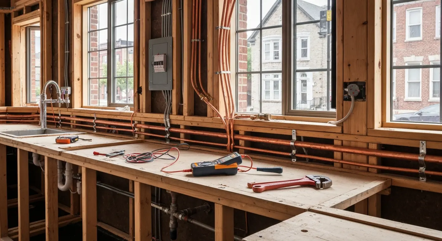 Electrical and plumbing rough-in