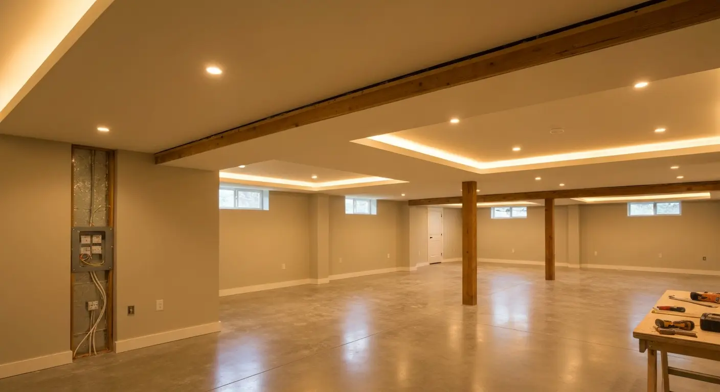 Basement lighting installation