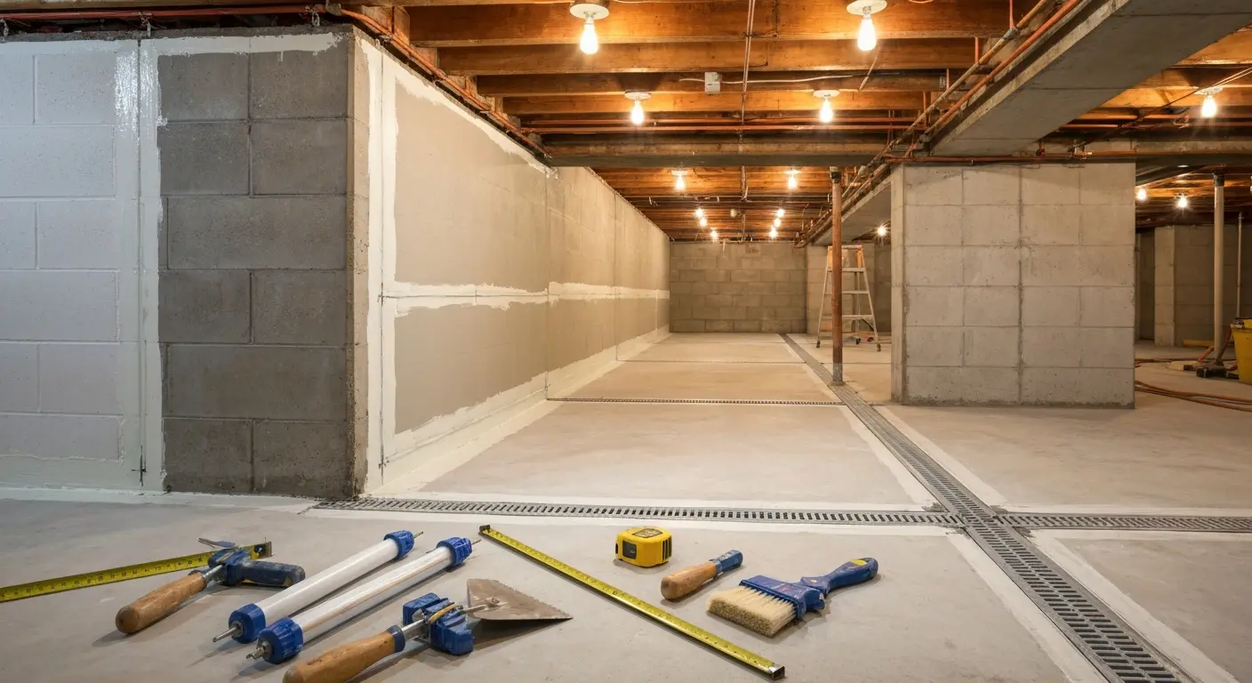 Basement waterproofing project