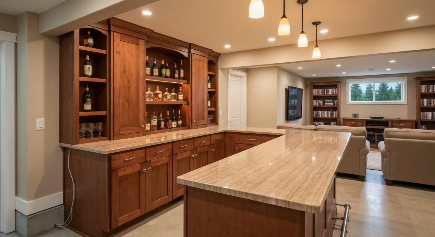 Basement bar and entertainment space