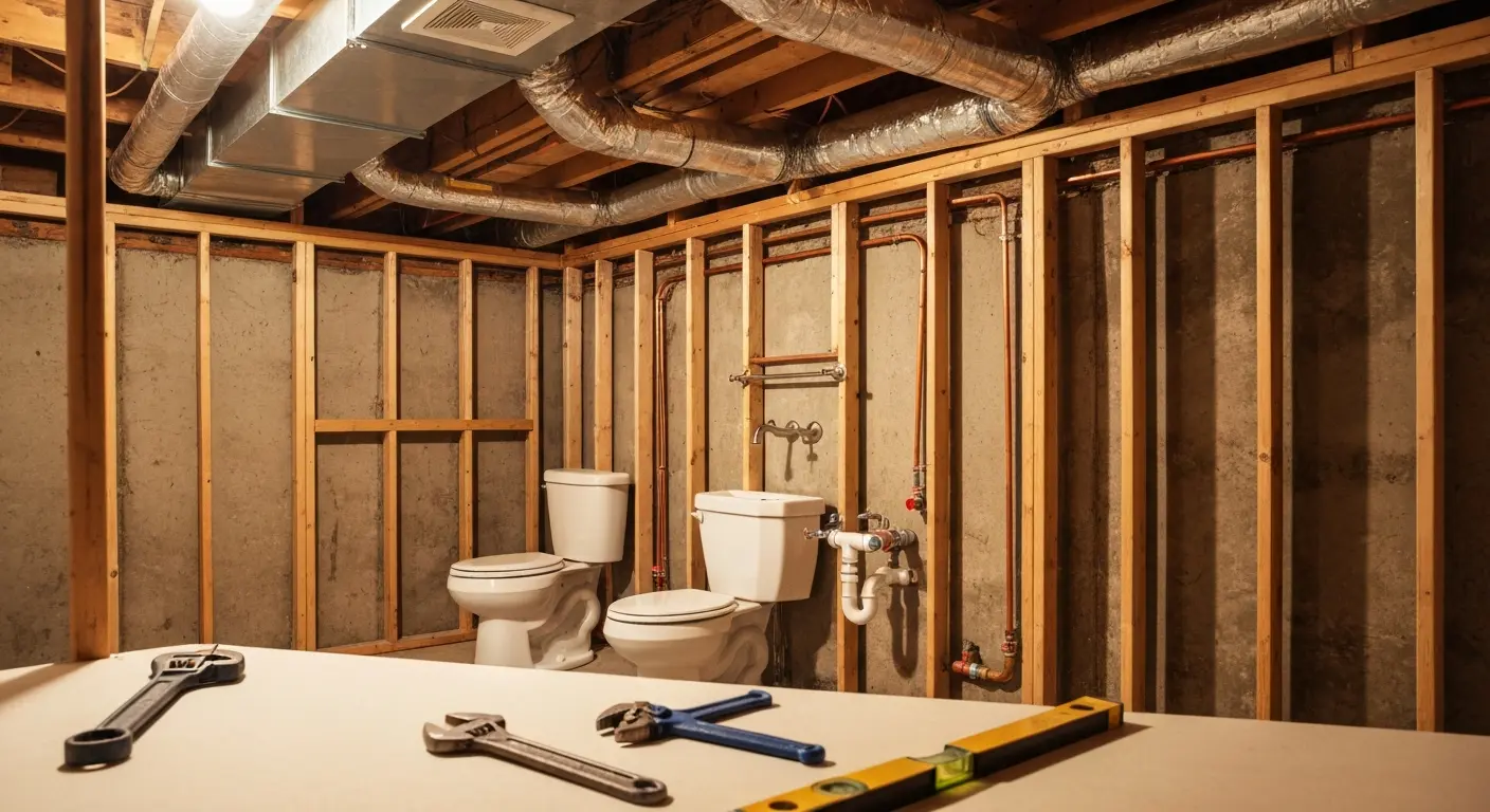 Basement bathroom installation