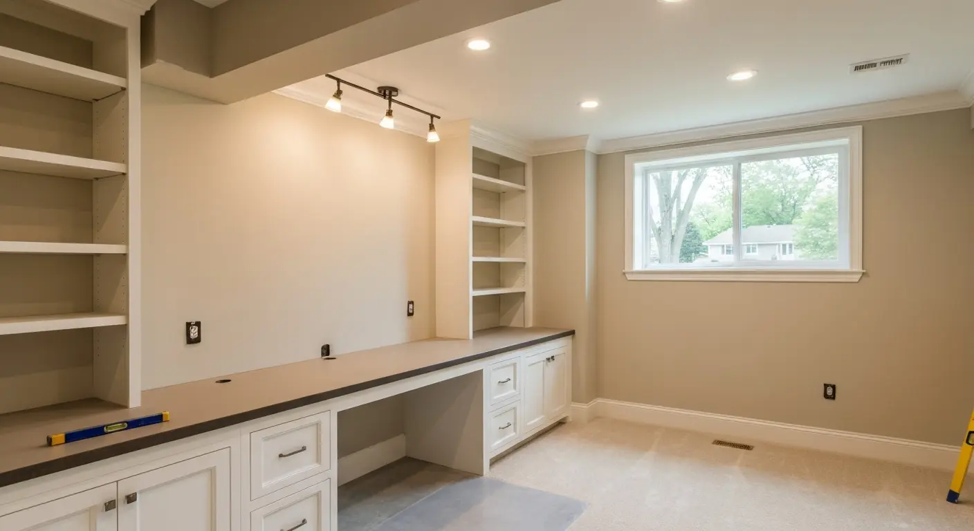 Home office basement finish