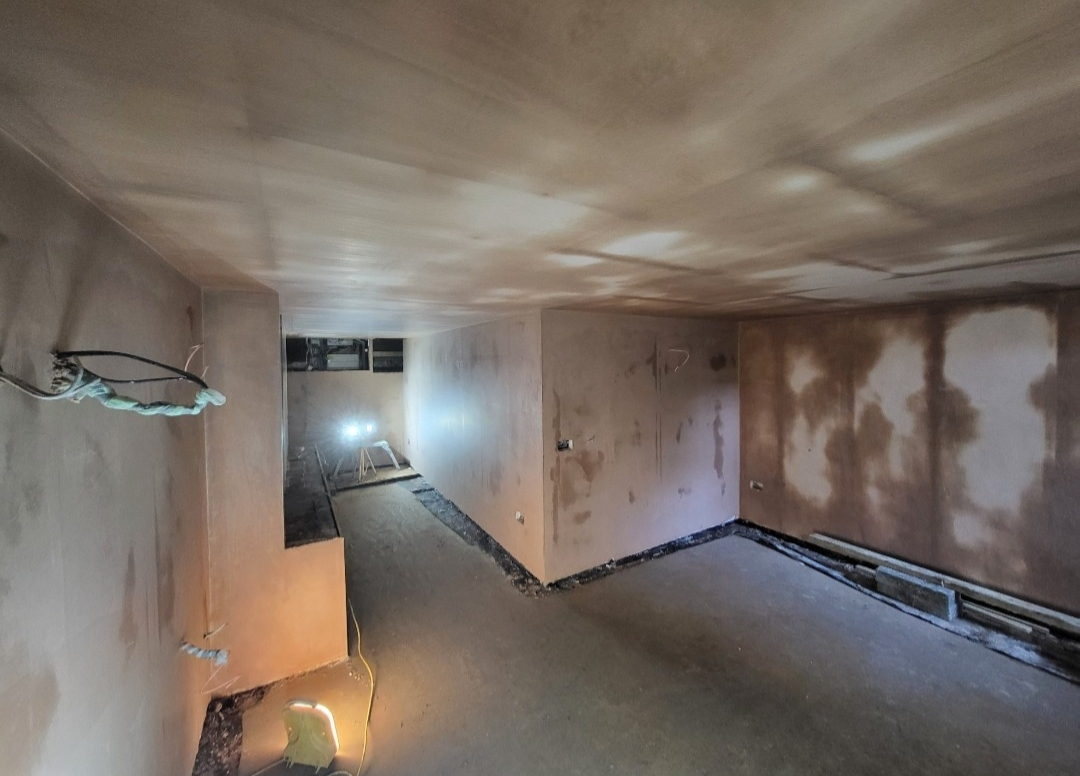Freshly plastered interior wall