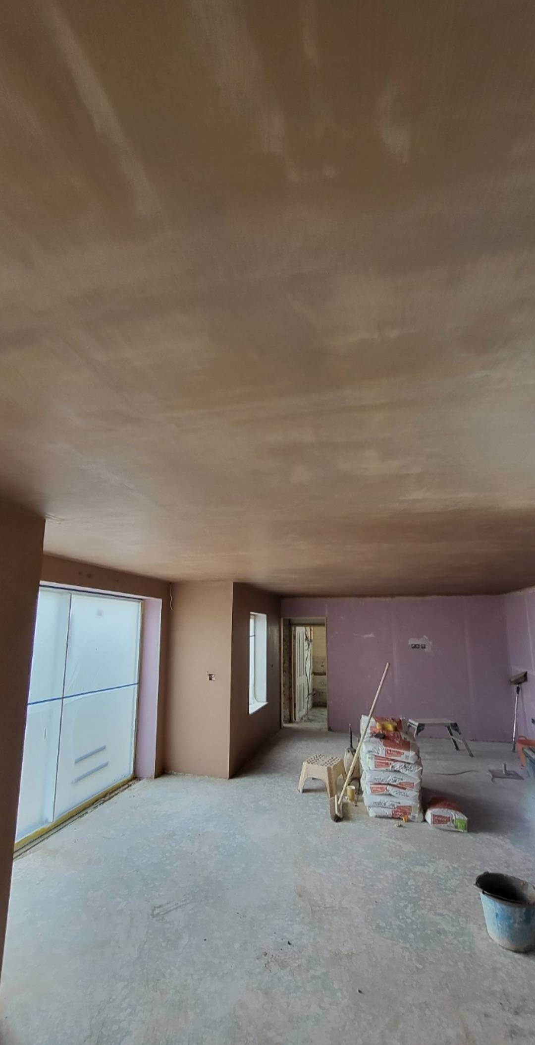 Large open-plan plastering project finished to a high standard