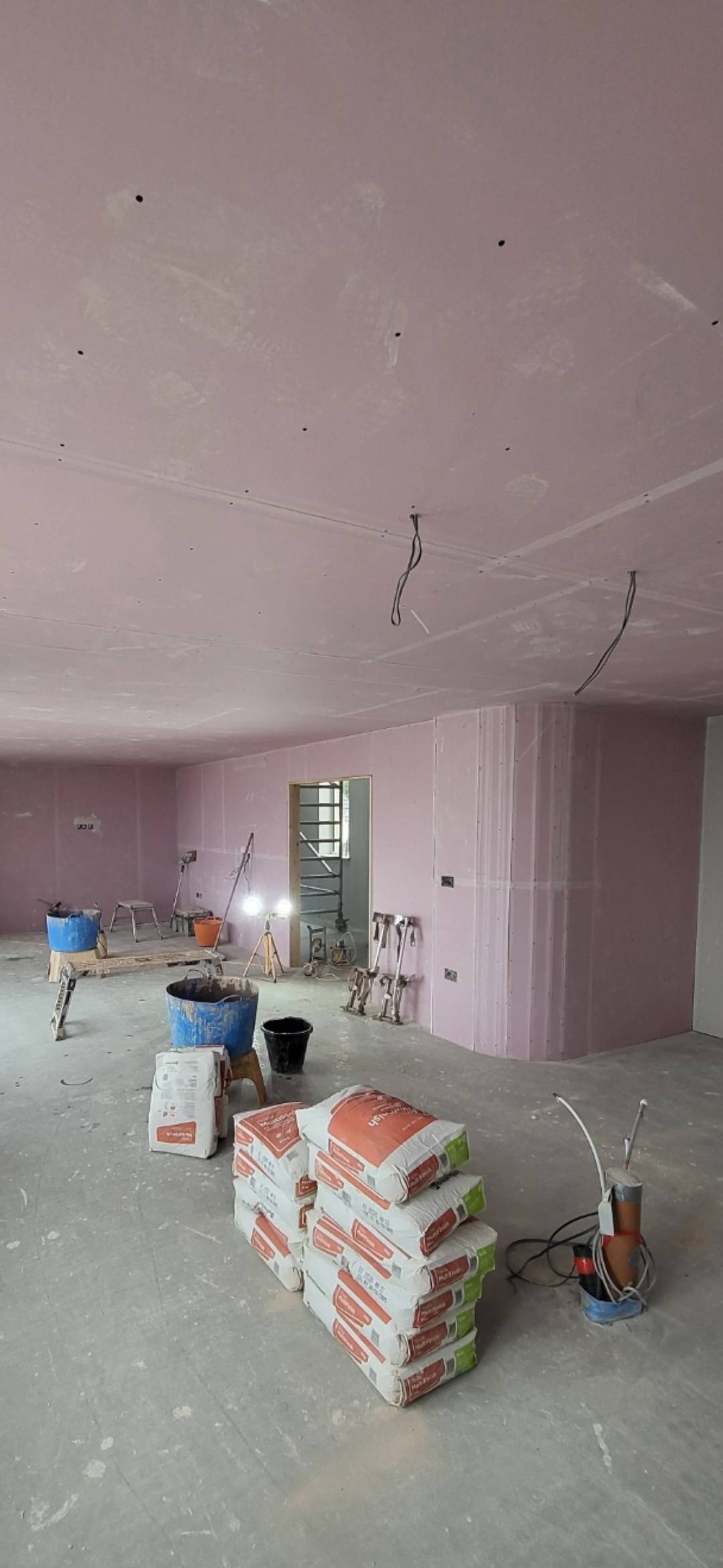Plastering work on a commercial premises
