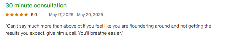 Upwork review: if you're floundering around and not getting the results you expect, give him a call