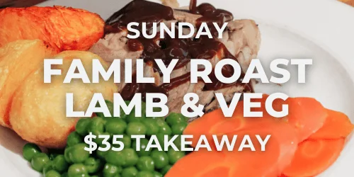 Roast lamb and vegetables