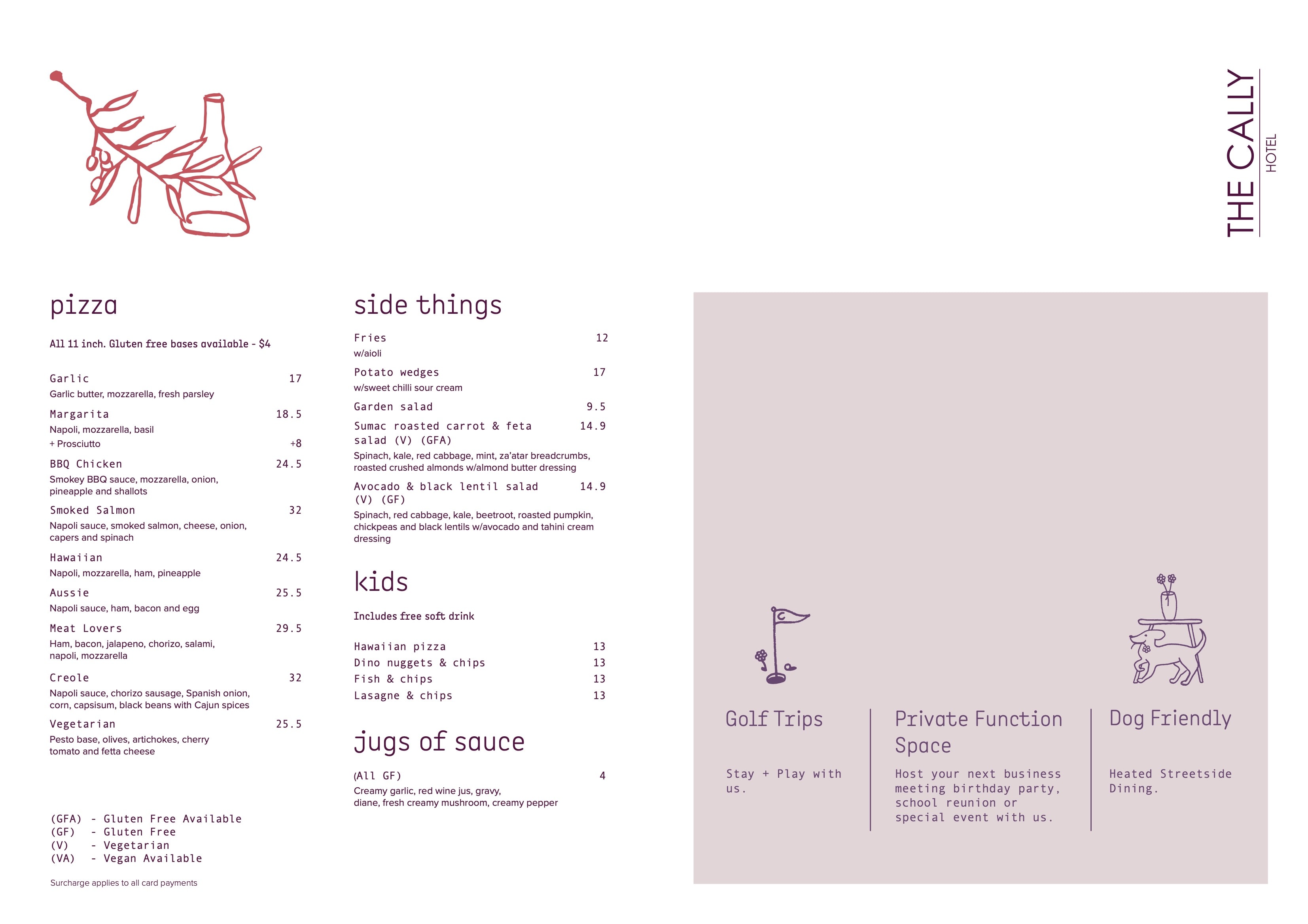 The Cally dinner menu, page 2