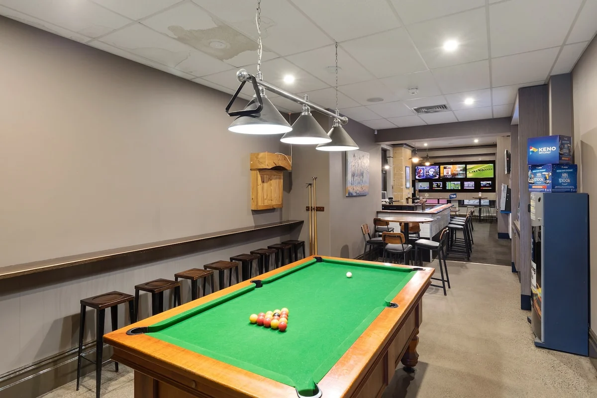 The pool table in the sports bar