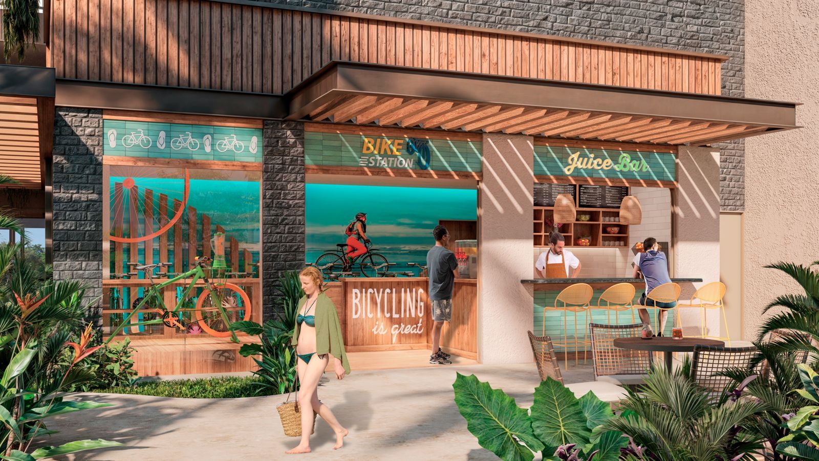 Bike station and juice bar