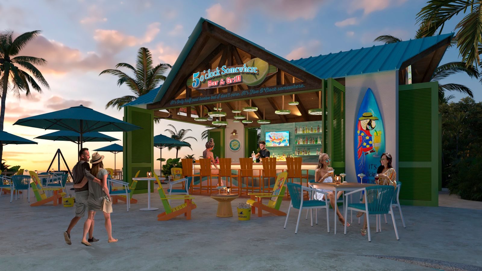 Beach Seascape Bar & Grill at sunset