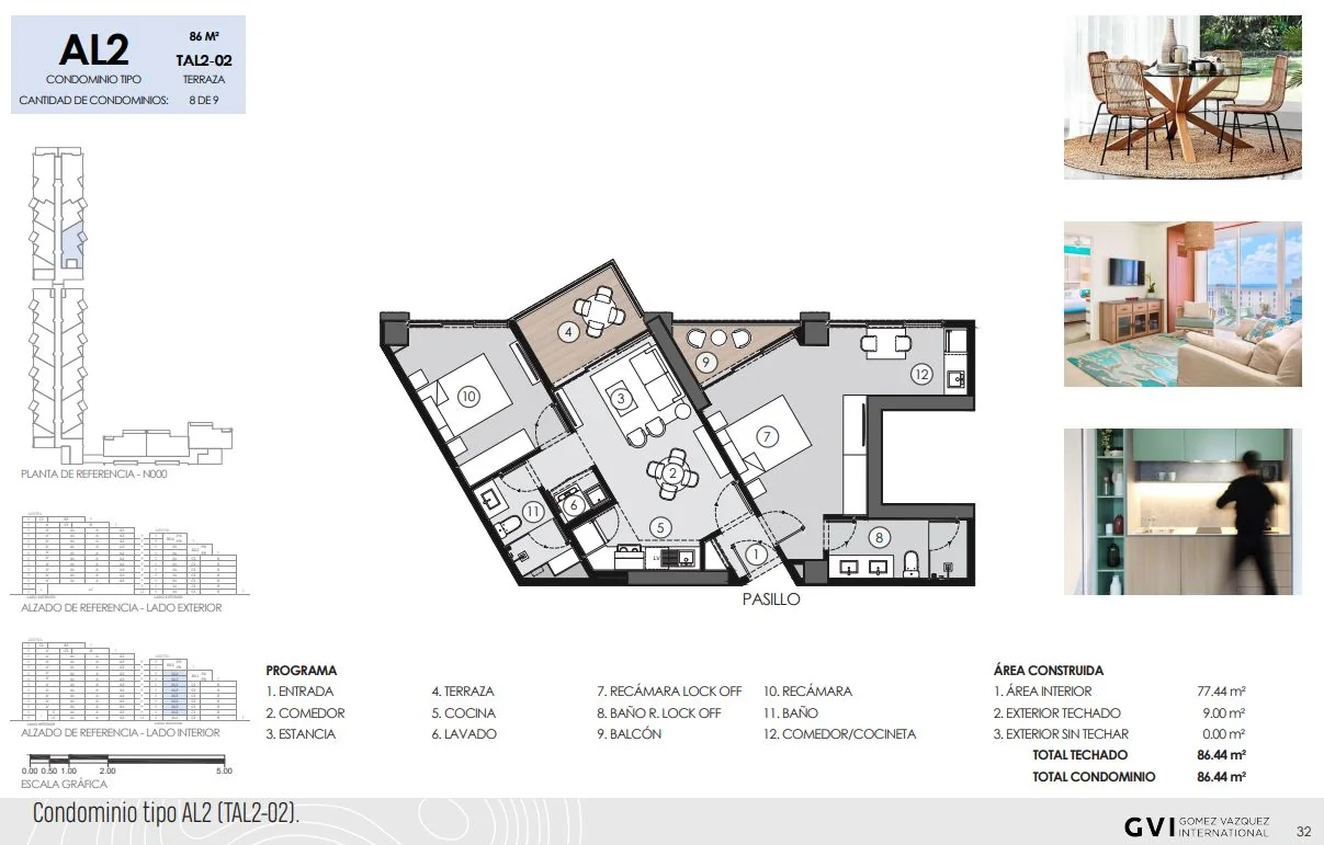 Dimensioned floor plan &mdash; Condominium Type AL2 at Margaritaville Playa Caracol