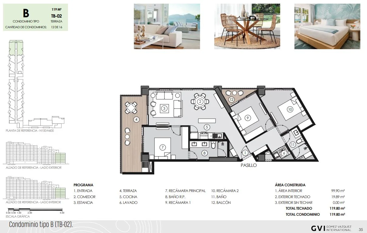 Dimensioned floor plan &mdash; Condominium Type B at Margaritaville Playa Caracol