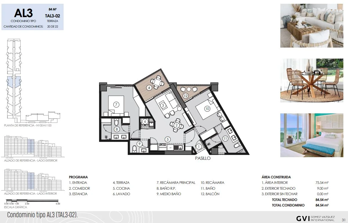 Dimensioned floor plan &mdash; Condominium Type AL3 at Margaritaville Playa Caracol