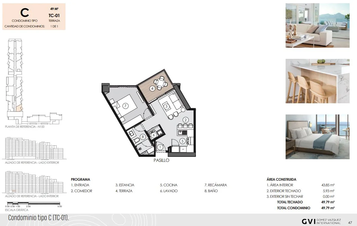 Dimensioned floor plan &mdash; Condominium Type C at Margaritaville Playa Caracol