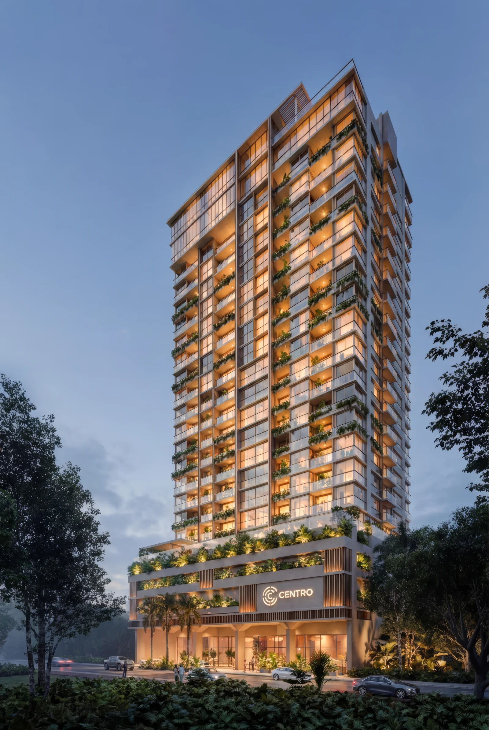Centro Obarrio, a contemporary residential tower with landscaped terraces