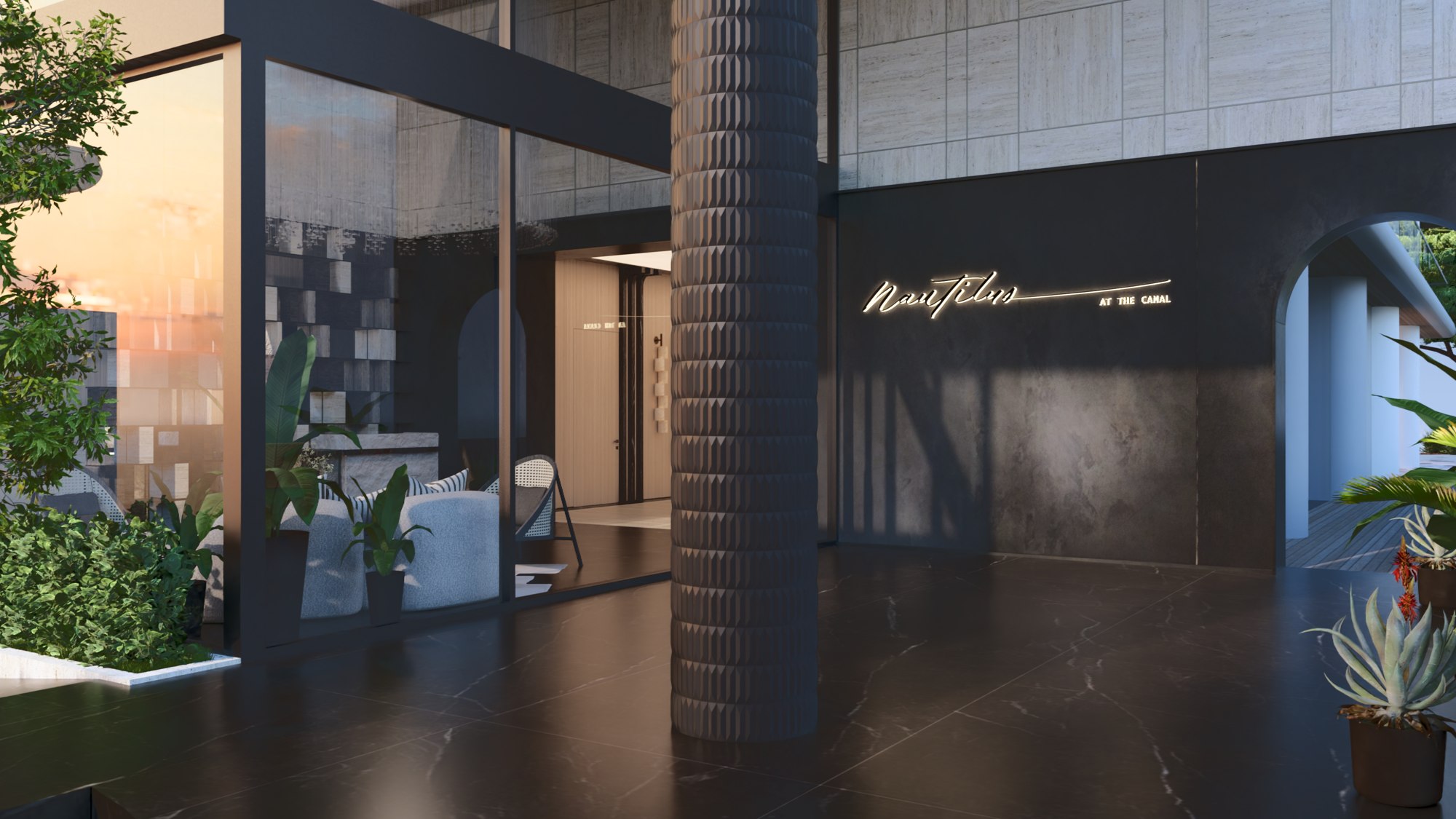 Nautilus lobby architectural rendering