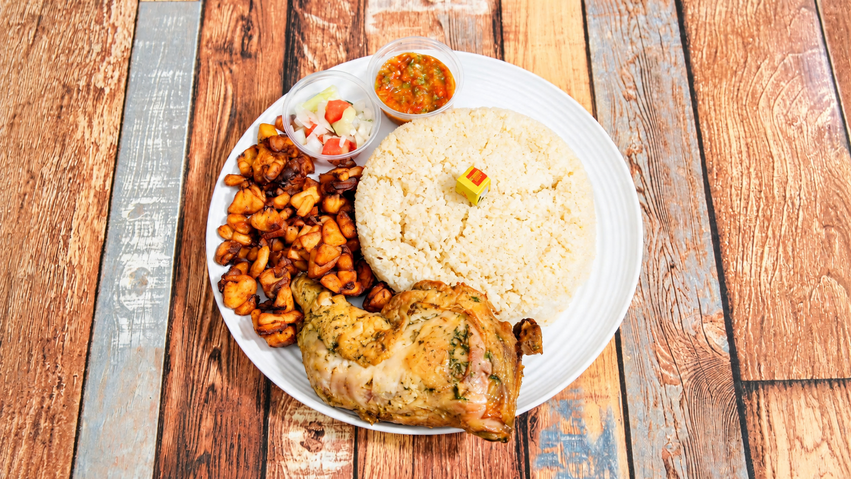 1 Cuisse de Poulet plus Atiéké et Banane Plantain — Petite Afrique