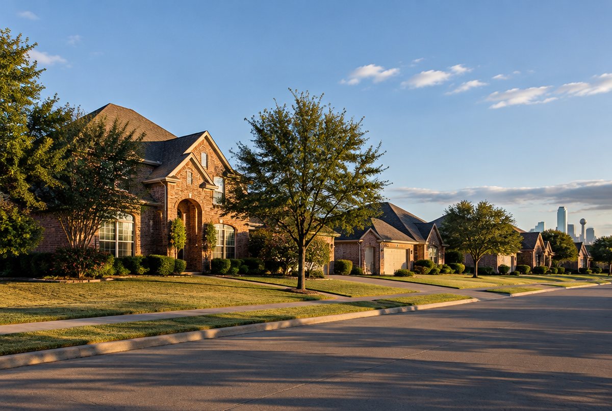 A residential street in Dallas, Texas