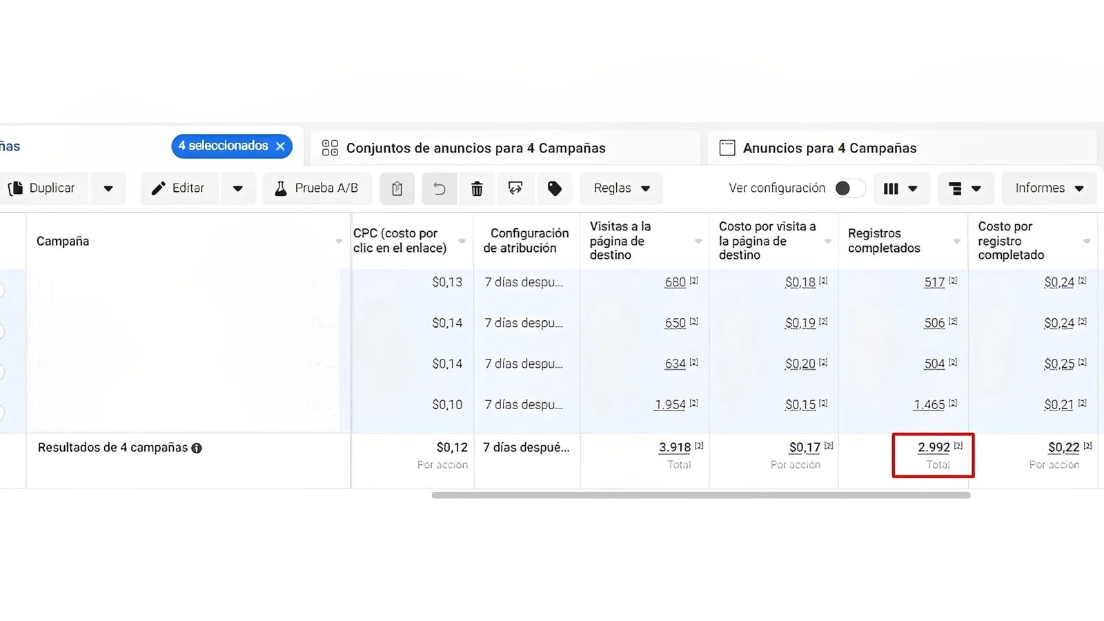 Captura real: 2.992 registros a $0,22 por registro