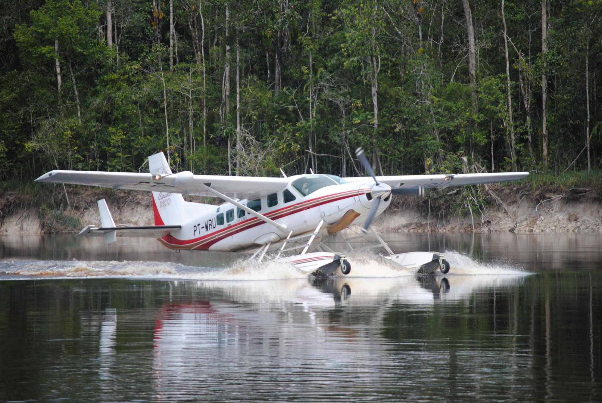 Plane landing on river