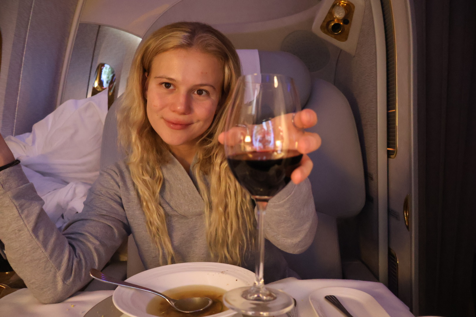 First class airplane seat