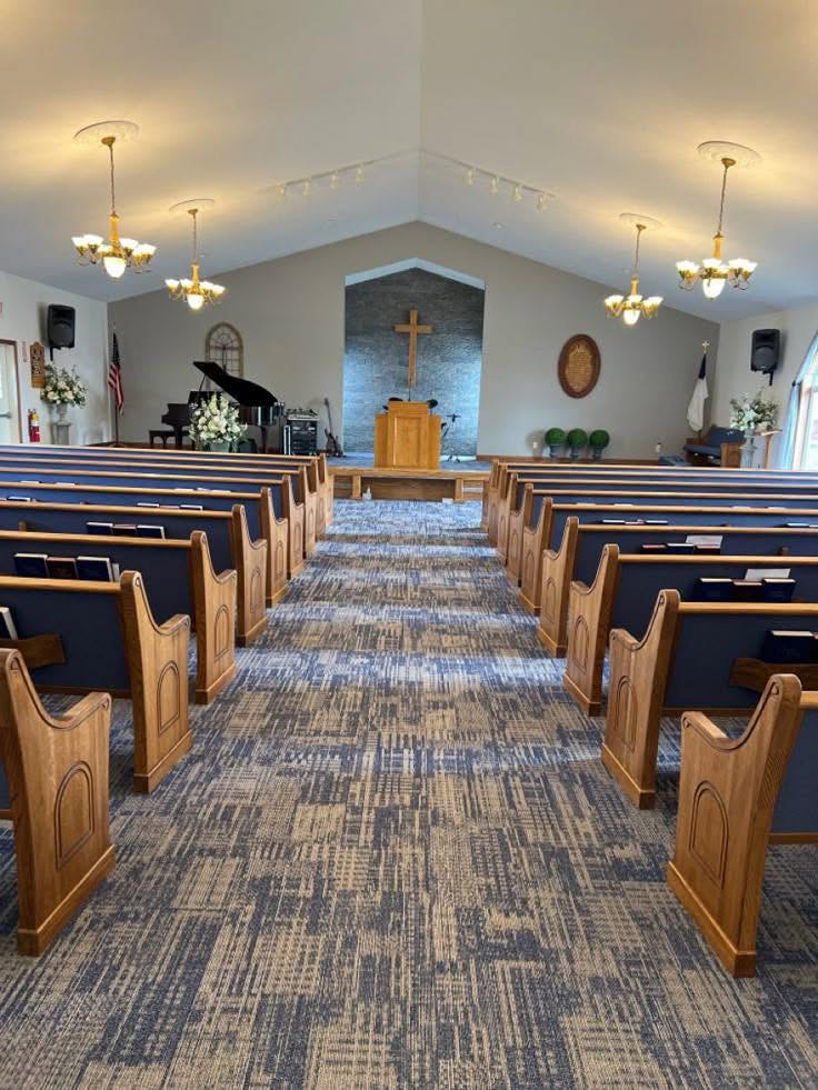 Church sanctuary cleaned before Sunday service in Sumner County, TN
