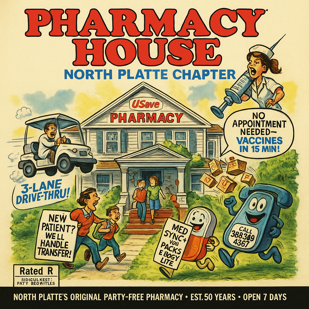 Pharmacy House poster, an Animal House parody