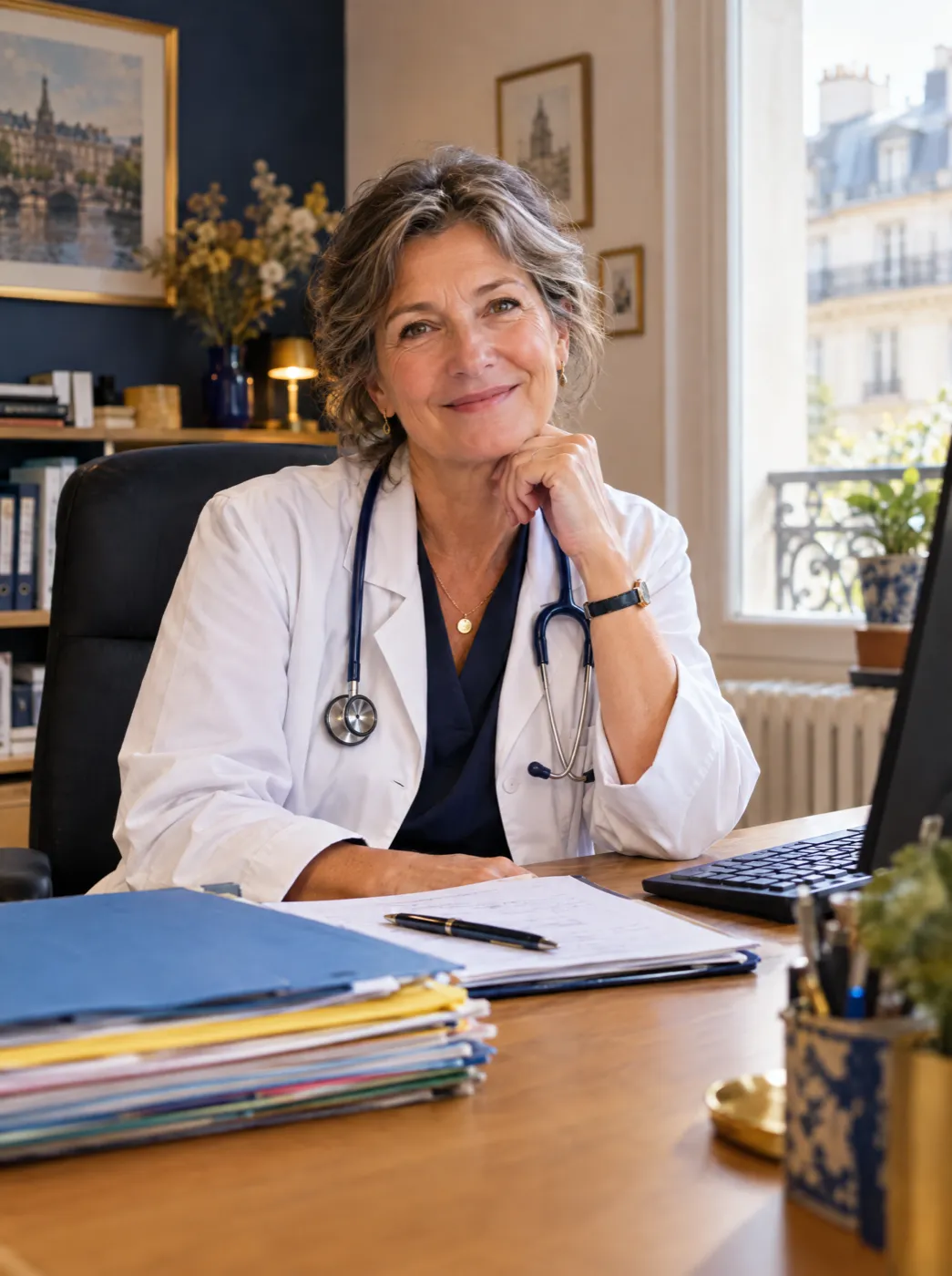 Médecin libérale dans son cabinet