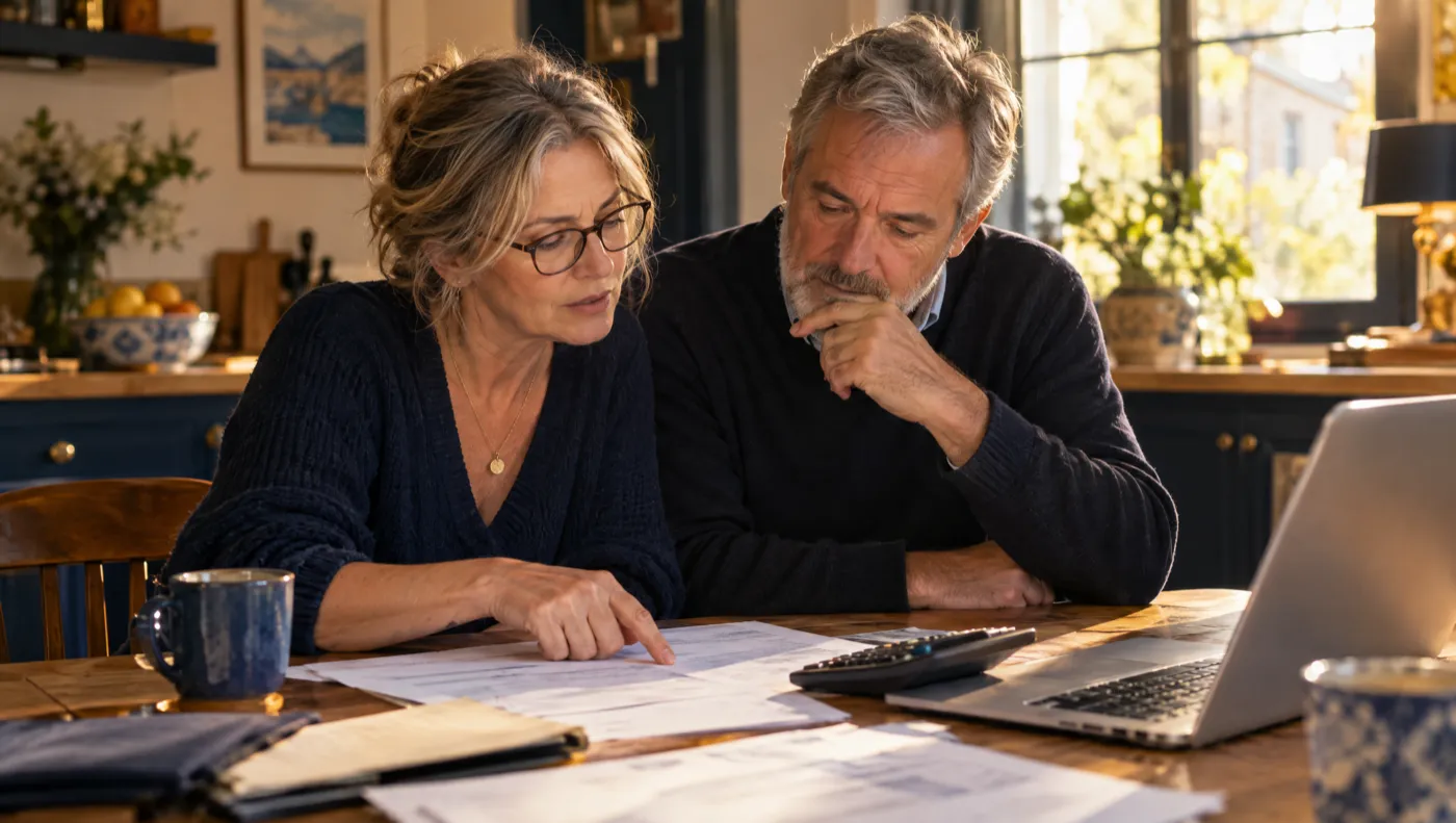 Couple calculant le coût d'un rachat de trimestres