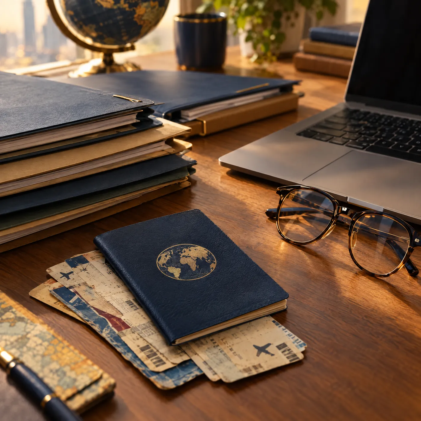 Passeport et contrats de travail d'une carrière internationale