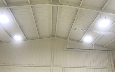 Closed cell spray foam insulation adding strength and noise reduction to Texas metal buildings