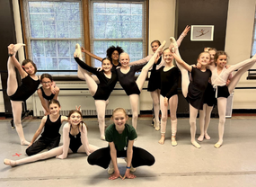 A group friendship moment on the studio floor