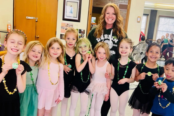 Dance studio with students