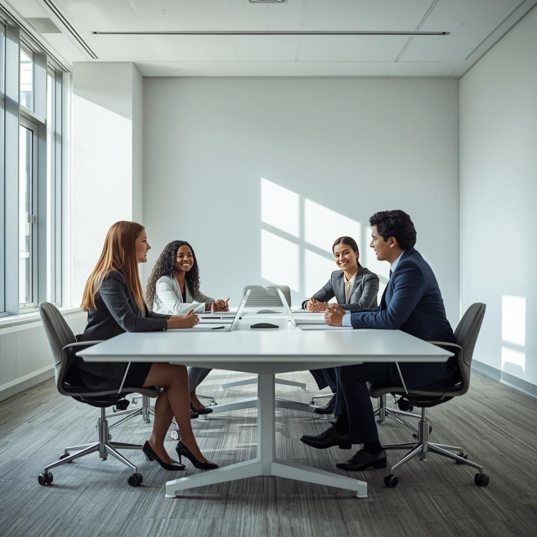 Professional associates at work. Discussion at a conference table.