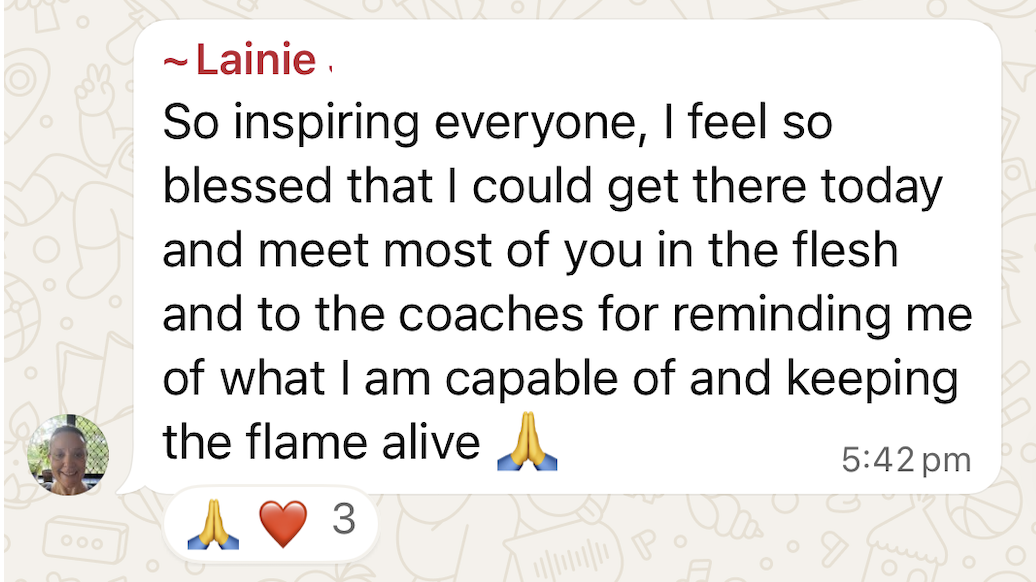 WhatsApp win shared by a Sale-A-Day workshop attendee