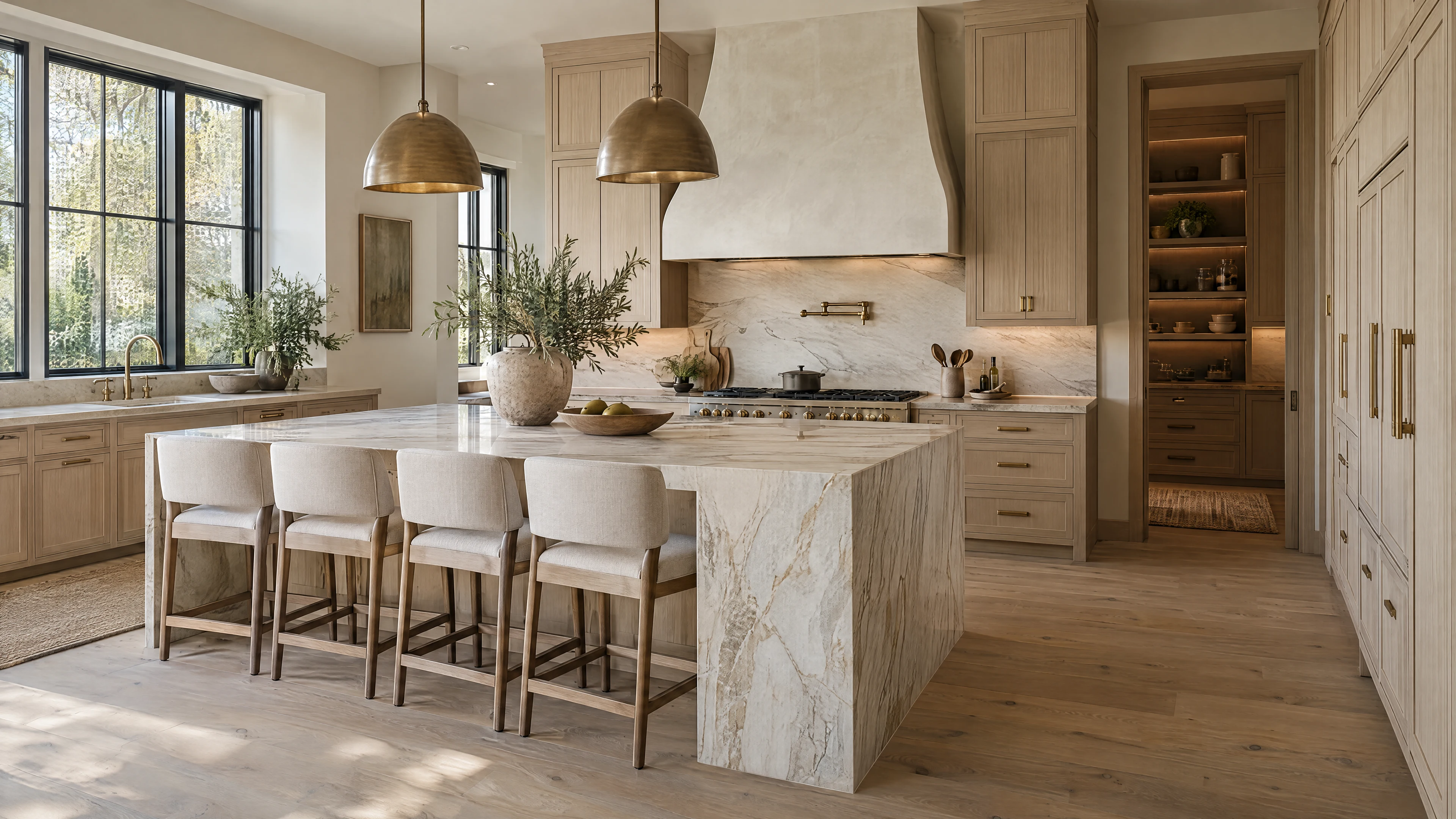 Full-size oak and quartzite kitchen design inspiration