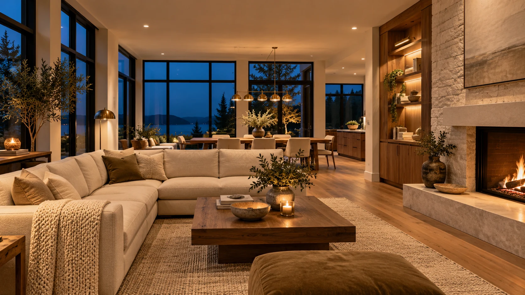 Warm evening light across a thoughtfully planned home