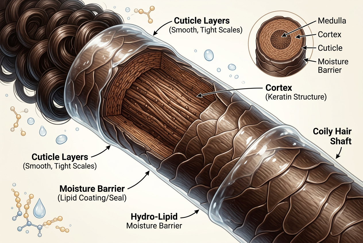 hair strand structure showing moisture barrier and cuticle layers that protect hair strength hair strand structure showing moisture barrier and cuticle layers that protect hair strength