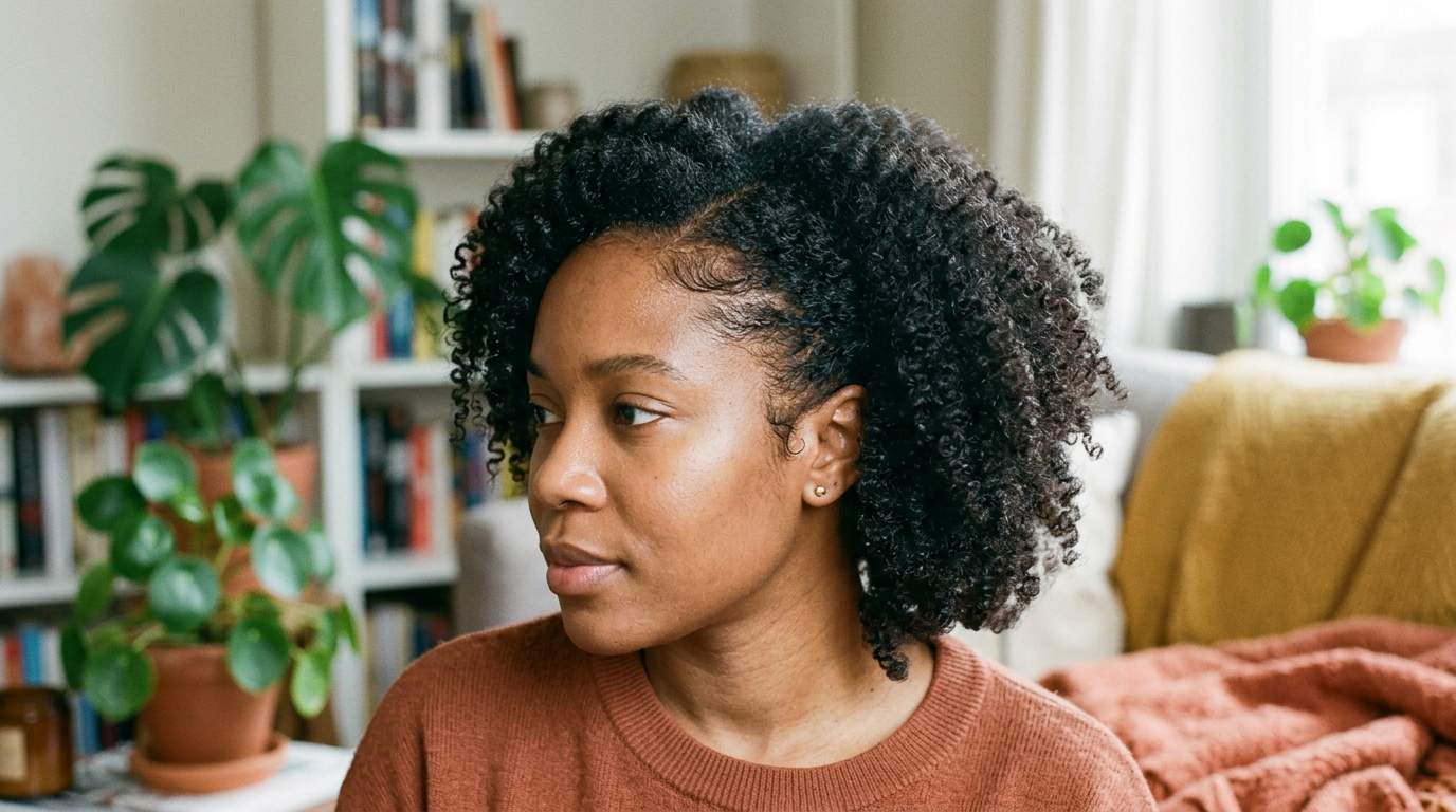 close-up of natural textured hair styled loosely with relaxed hairline and healthy edges, soft natural lighting, focus on scalp comfort and balanced hair density close-up of natural textured hair styled loosely with relaxed hairline and healthy edges, soft natural lighting, focus on scalp comfort and balanced hair density