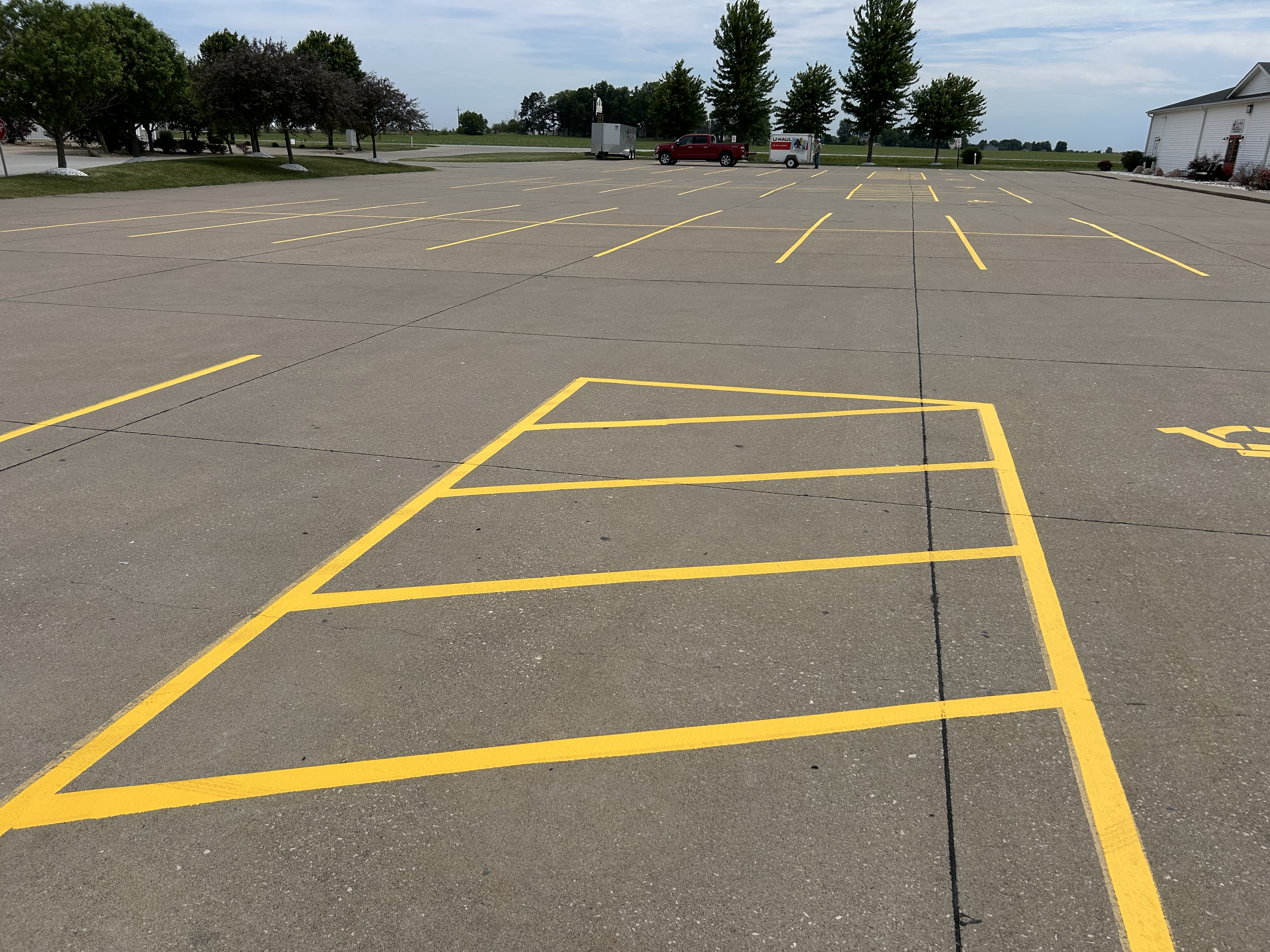 Recent parking lot striping project by Gus's Lining and Striping