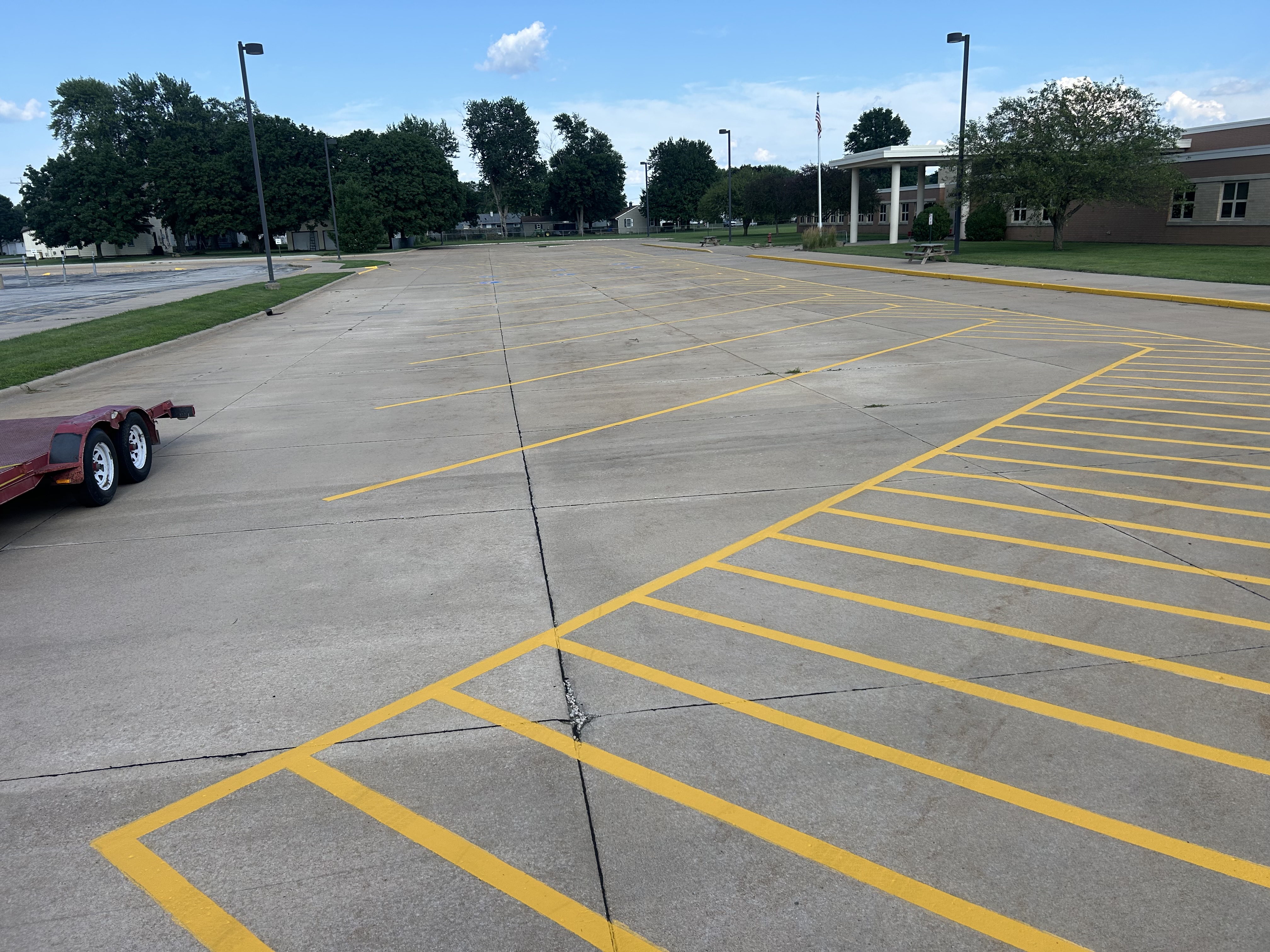Recent parking lot striping project by Gus's Lining and Striping