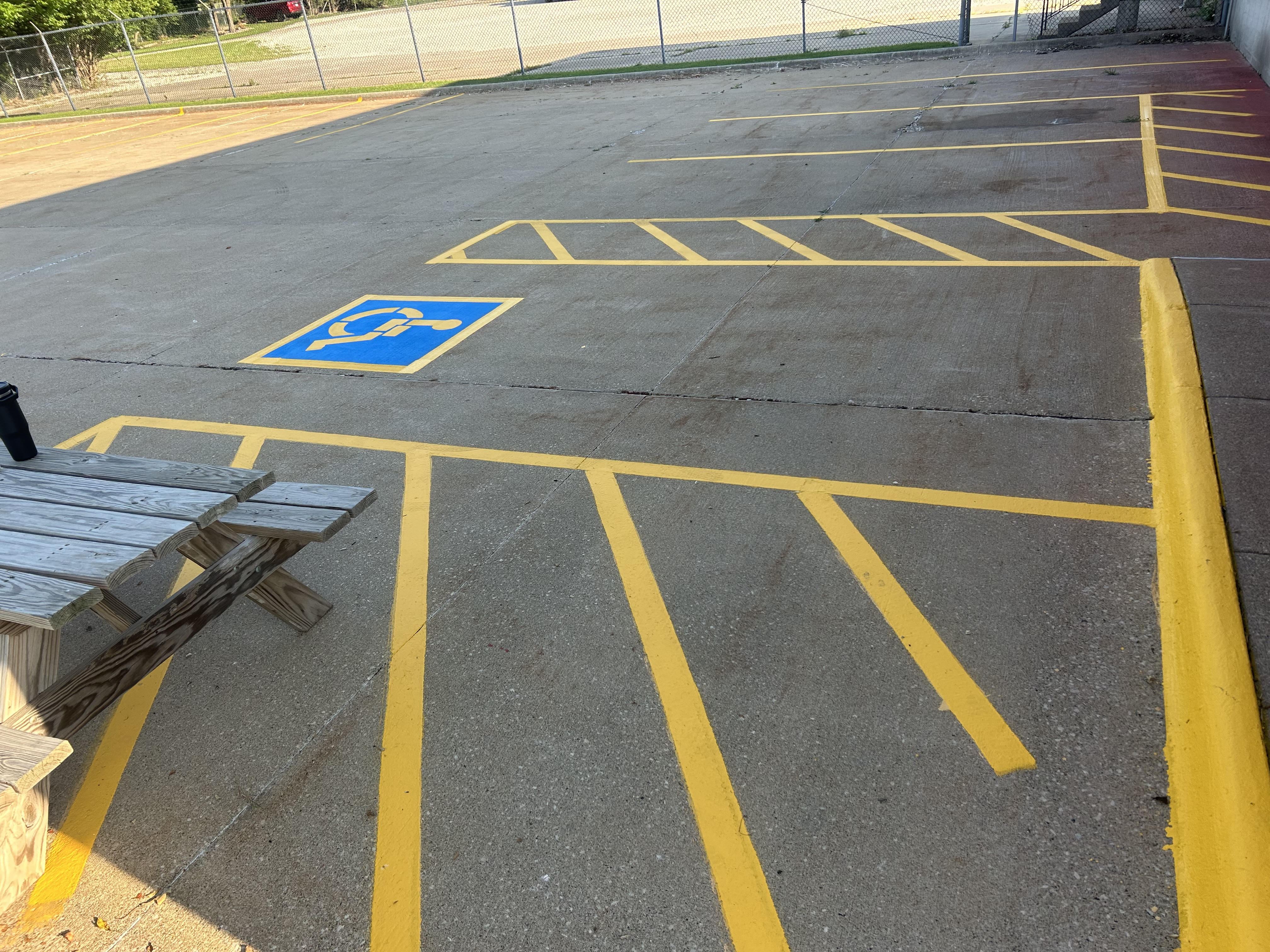 Recent parking lot striping project by Gus's Lining and Striping