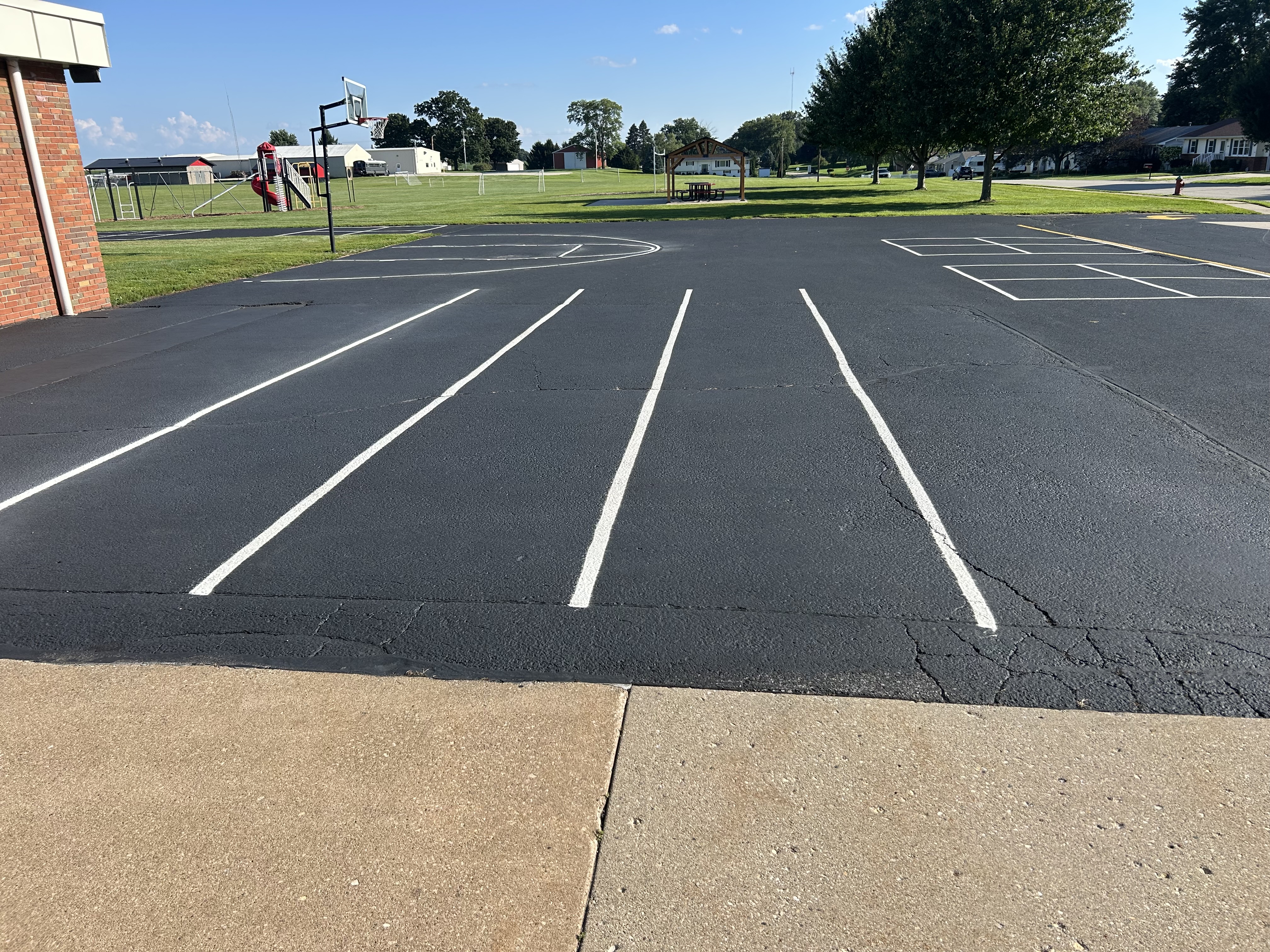 Recent parking lot striping project by Gus's Lining and Striping