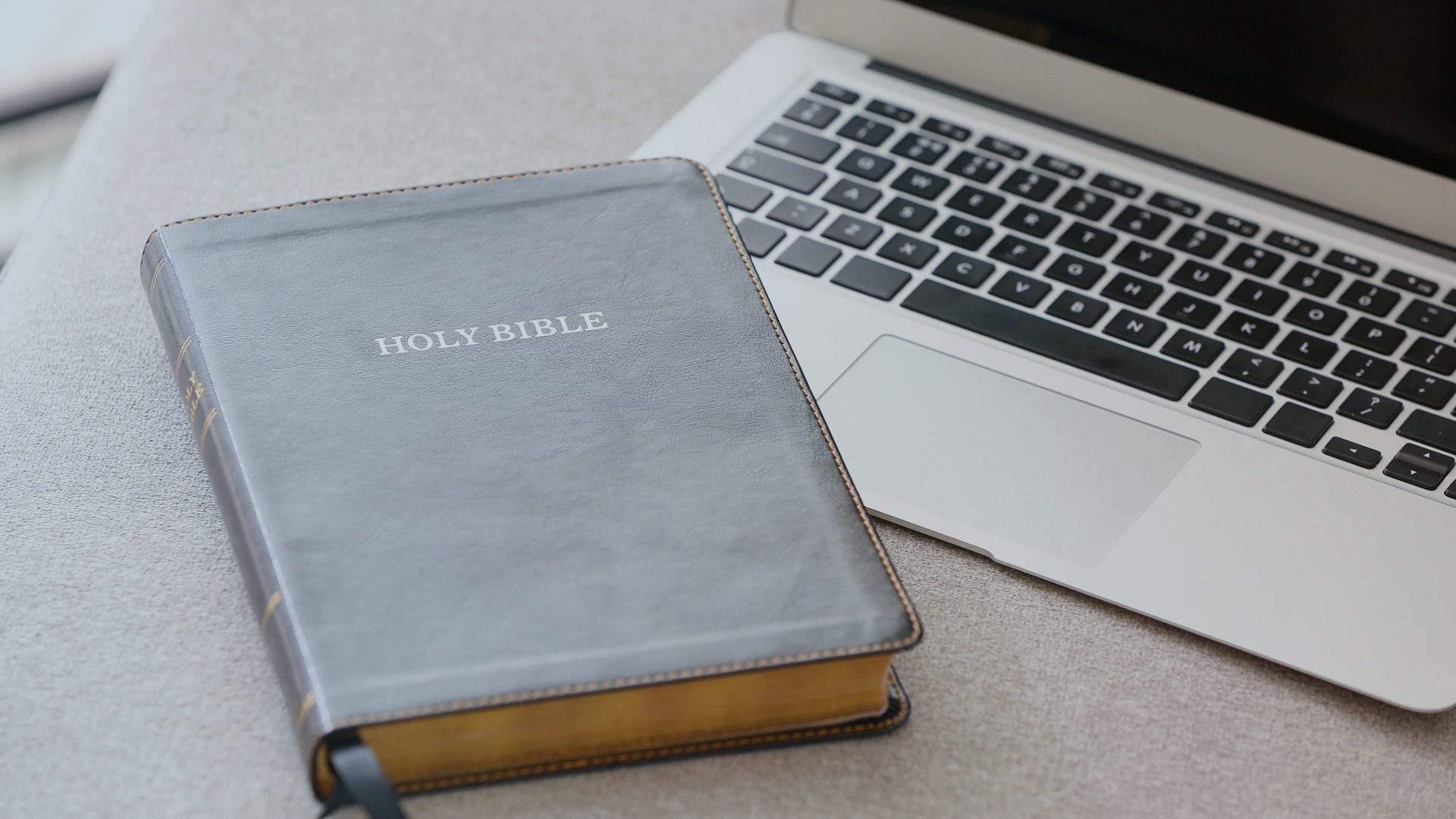 Open Bible on a laptop
