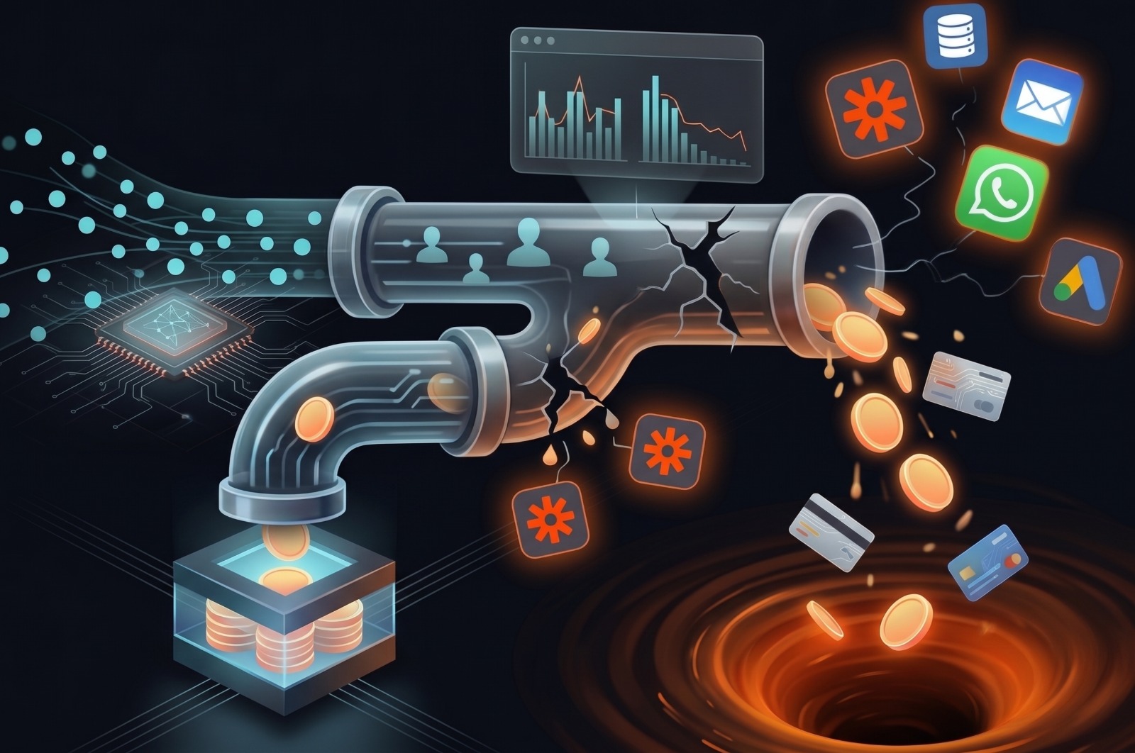 Análisis de fugas de conversión y datos en CRM
