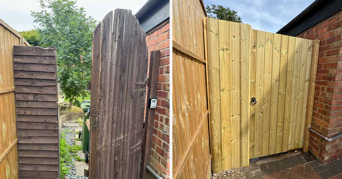 Old timber side gate before replacement, Reddish Stockport