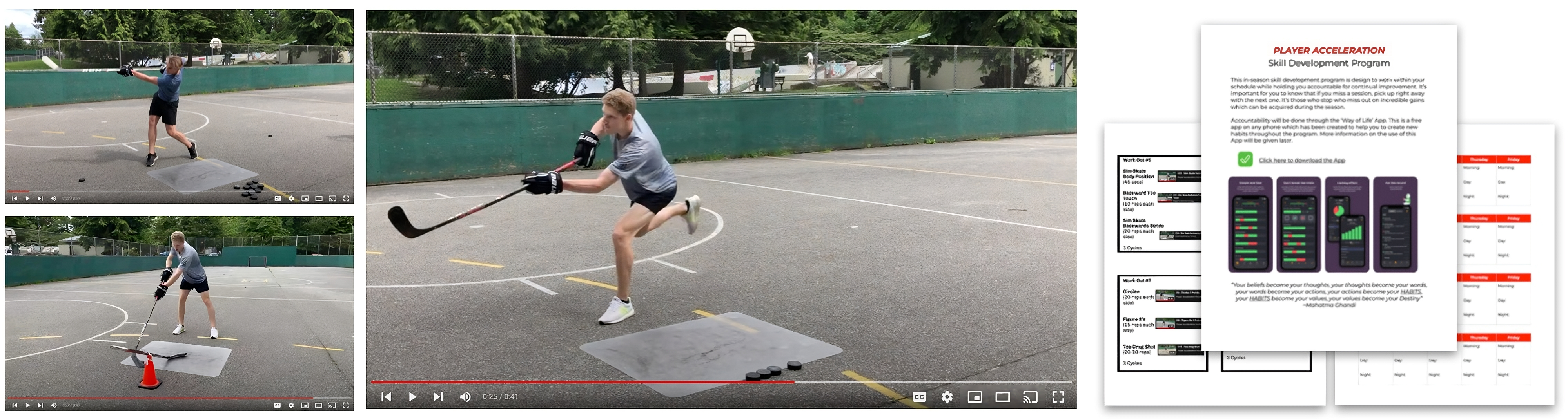 Ice Hockey Players Shooting pucks off ice