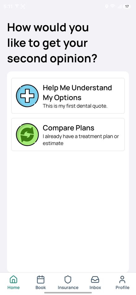 App second-opinion path: understand options or compare plans