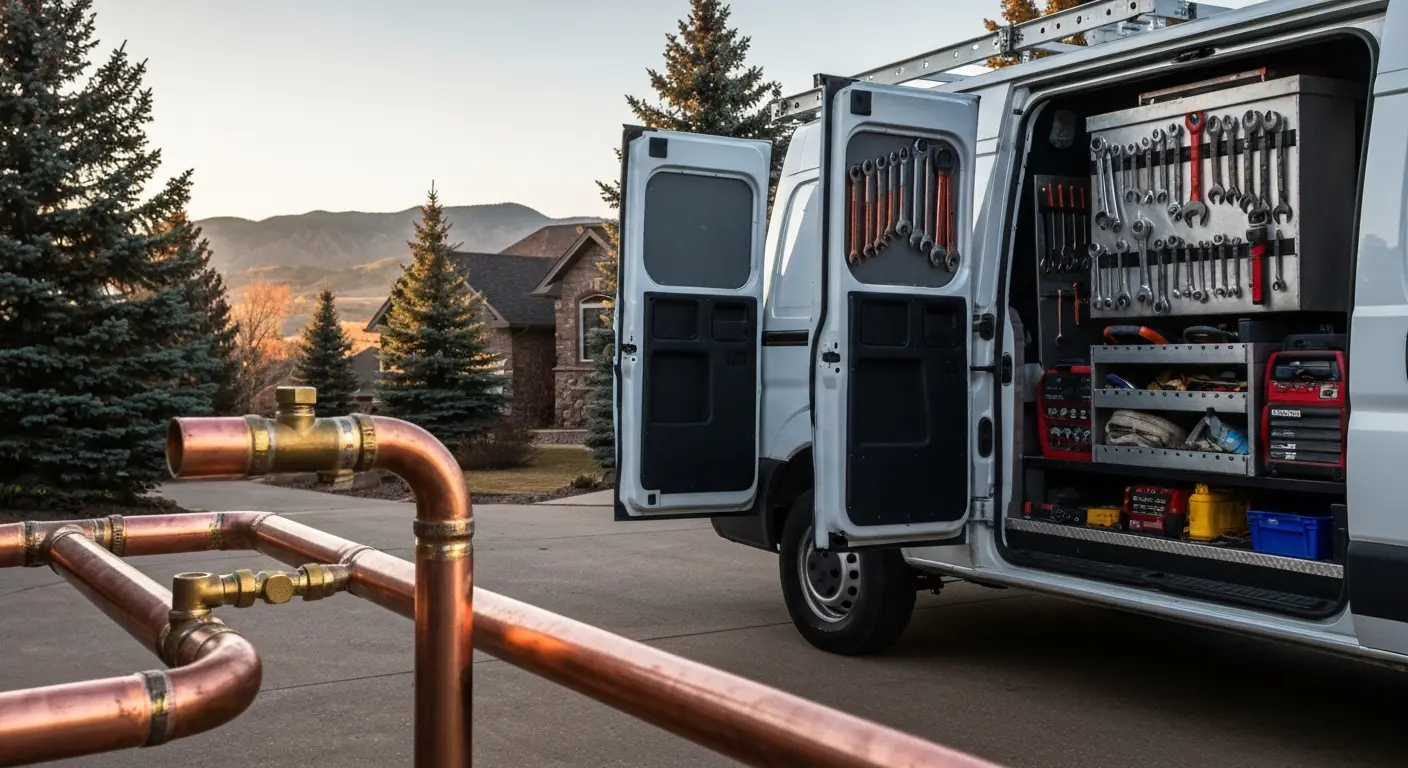 Plumbing service van in Laporte foothills